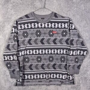 Levi Strauss Sweatshirt Mens 4XL XXXXL Fleece Pullover Aztec All Over Print